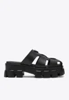 Prada Monolith Platform Fisherman Sandals In Black