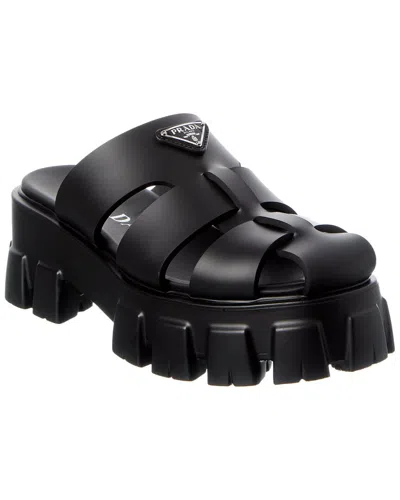 Prada Monolith Rubber Mule In Black