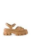 Prada 55mm Leather Platform Sandals In Gold