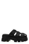Prada Monolith Platform Fisherman Sandals In Black