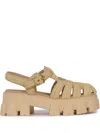 Prada Monolith Raffia Fisherman Sandals In Nude