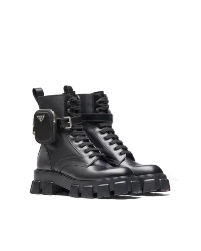 PRADA MONOLITH STIEFEL AUS GEBÜRSTETEM LEDER UND RE-NYLON