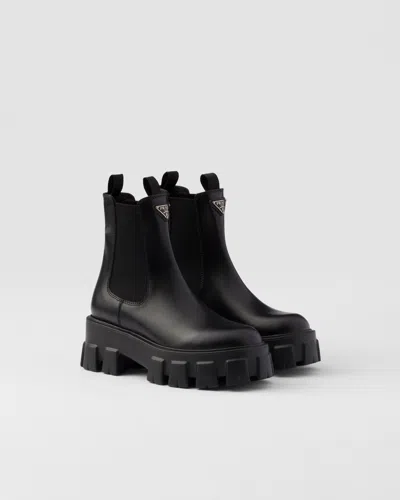 PRADA MONOLITH STIEFELETTEN AUS GEBÜRSTETEM LEDER