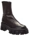 Prada Monolith Stretch Leather Bootie In Brown