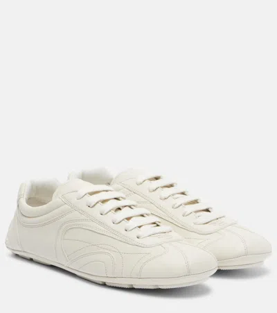 Prada Montecarlo Leather Sneakers In White