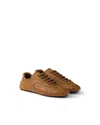 Prada Men's Montecarlo Re-edition 2005 Antiqued Nappa Leather Sneakers In Blue In Brown