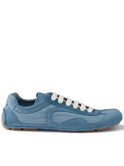 Prada Light Blue Suede And Re-nylon Montecarlo Re-edition 2005 Sneakers In Multi