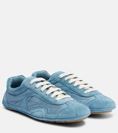 Prada Light Blue Suede And Re-nylon Montecarlo Re-edition 2005 Sneakers In Multi
