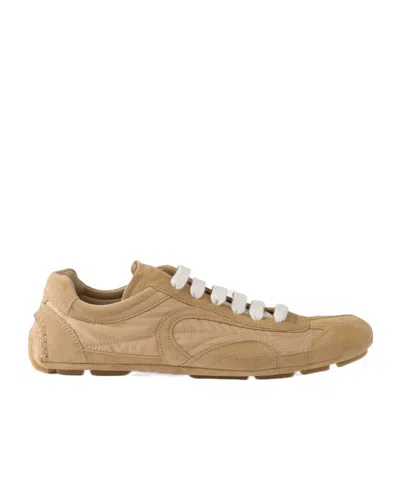 Prada Montecarlo Re-edition 2005 Suede And Re-nylon Sneakers In Brown