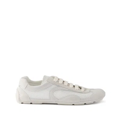 Prada Montecarlo Re-edition 2005 Suede And Mesh Sneakers In White