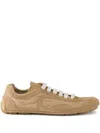 Prada Camel Recycled Polyamide Recycled Polyester Calf Leather Flat Shoes In Brown