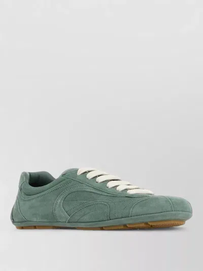 Prada Montecarlo Suede Low Profile Sneakers Rubber Sole In Green