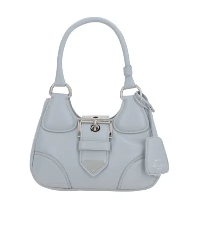 Prada Moon Padded Leather Tote Bag In Blue