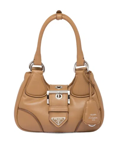 Prada Moon Padded Nappa-leather Mini Bag In Brown