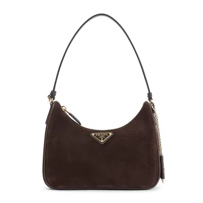 PRADA PRADA MORO SUEDE SHOULDER BAG