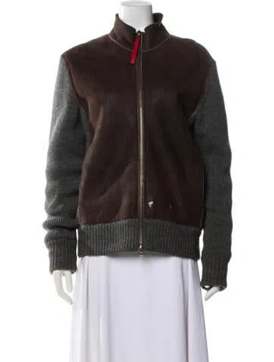 Pre-owned Prada Moto Jacket In Brown