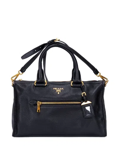 Pre-owned Prada Motor Grained Leather Tote Bag In Black