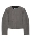 Prada Womens Grey Single-breasted Princes Of Wales Wool-blend Jacket In Gray