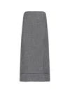 Prada Black/white Wool Weave Midi Skirt In Black  