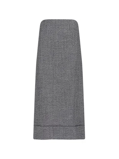 Prada Moulinè Sheath Midi Skirt In Gray