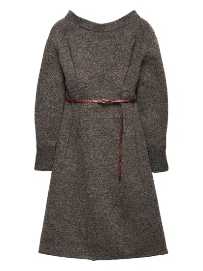 Prada Mouliné Wool Dress In Gray