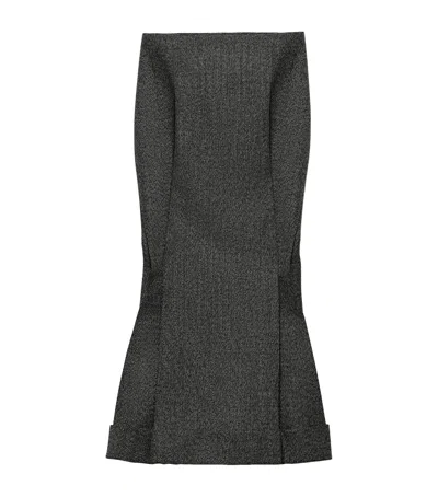 Prada Mouliné Wool Midi-skirt In Schwarz