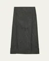 Prada Black/white Wool Weave Midi Skirt In F0002 Nero