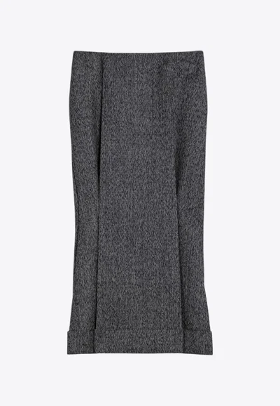PRADA MOULINÉ WOOL MIDI SKIRT