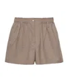 Prada Womens Neutral Elasticated-waistband Relaxed-fit High-rise Wool Shorts