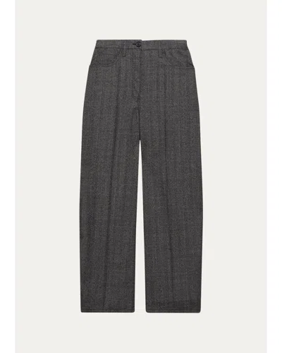 Prada Mouline Wool Wide-leg Pants In Gray