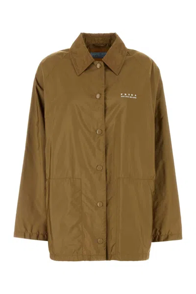 Prada Mud Re-nylon Windbreaker In Green