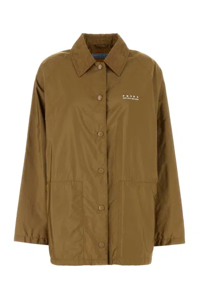 PRADA PRADA MUD RE-NYLON WINDBREAKER