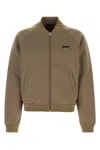 Prada Stretch Nylon Sweatshirt With Ribbed Cuffs In Brown