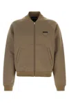 Prada Stretch Nylon Sweatshirt With Ribbed Cuffs In Brown
