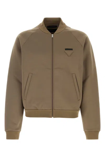PRADA PRADA MUD STRETCH NYLON SWEATSHIRT