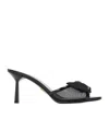 Prada 75mm Logo Bow Mesh Mule Sandals In Black