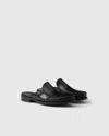 Prada Brushed Leather Mules In Black