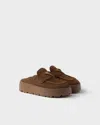 Prada Suede Flatform Mules In Cocoa Brown
