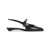 Prada Mary Jane Patent Pointy-toe Slingback Ballerina Flat In Black