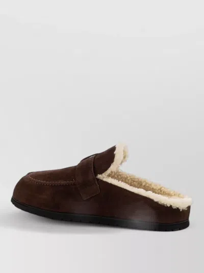 Prada Mules Sandals Buckle Detail Slip On Design In Brown