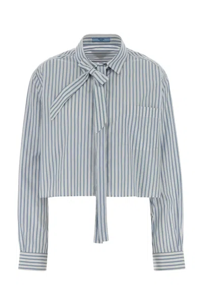 PRADA PRADA EMBROIDERED POPLIN SHIRT