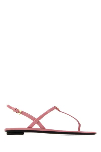 Prada Leather Thong Sandals Flat Sole Design In Pink