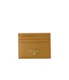 Prada Triangle Logo Saffiano Leather Cardholder In Brown