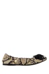Prada Python Print Leather Ballerinas With Bow In Animal Print