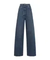 Prada Triangle Logo Wide-leg Jeans In Blue