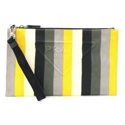 Pre-owned Prada Multi-color Canvas Leather Clutch Bag ()