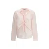 Prada Shirt In Cotton With A Ribbon Detail In Neutral