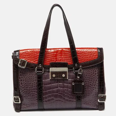 Pre-owned Prada Multicolor Crocodile Leather Lucido Lock Bag