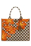 Prada Large Embroidered Fabric Shopping Bag In Multicolor