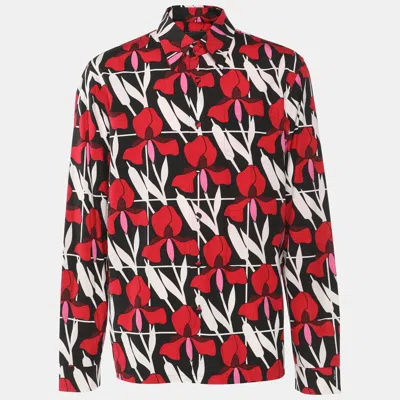 Pre-owned Prada Multicolor Floral Print Poplin Long Sleeve Shirt L